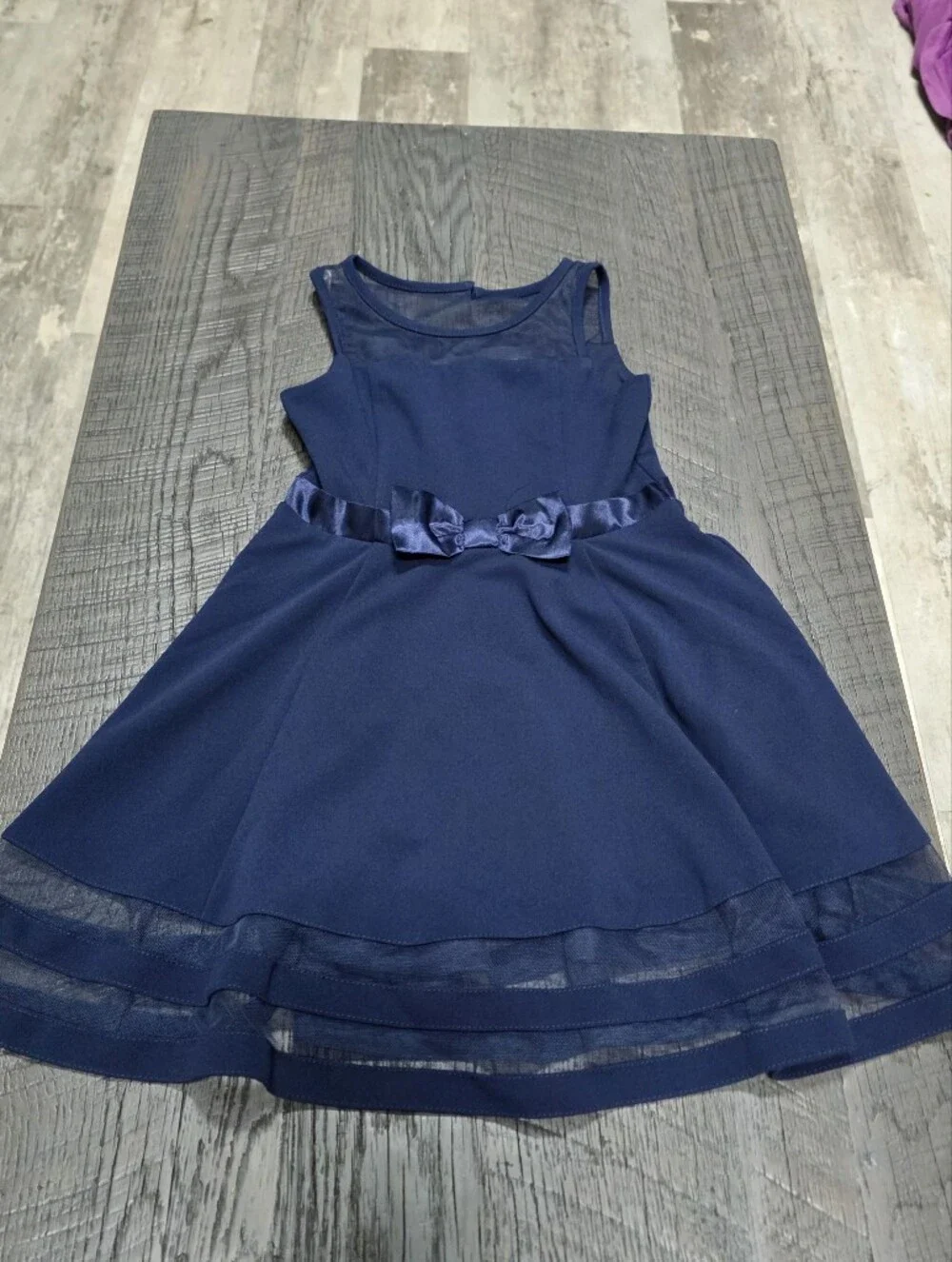 Calvin Klein Girls Sleeveless Navy Bow Party Dress( Sz:8)